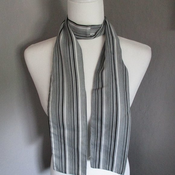 Accessories - Black and white stripe skinny scarf